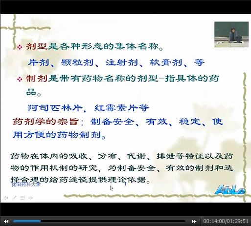 药剂学视频教程47讲 沈阳医科大学 精品课程